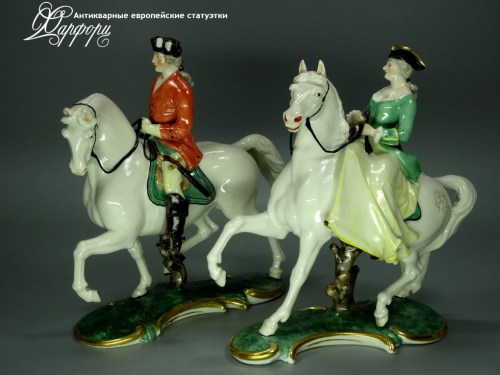 Купить фарфоровые статуэтки Nymphenburg, Конная прогулка, Германия
